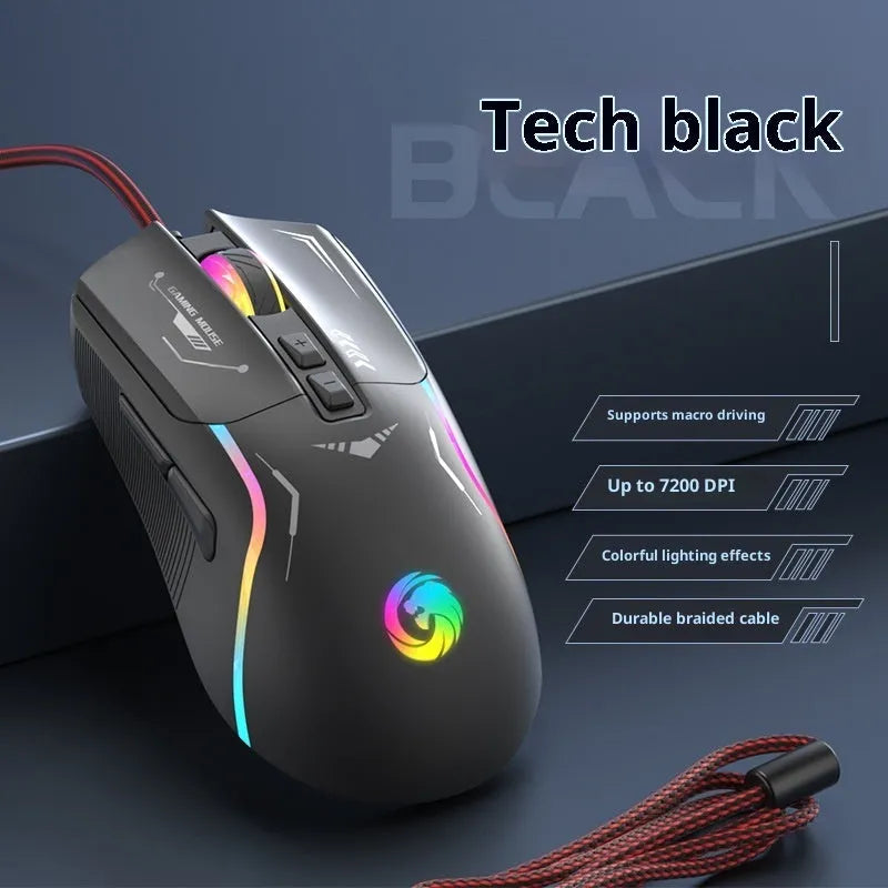 Wired gaming mouse in black with optical sensor, 128x68x45mm dimensions and 1.5m cable