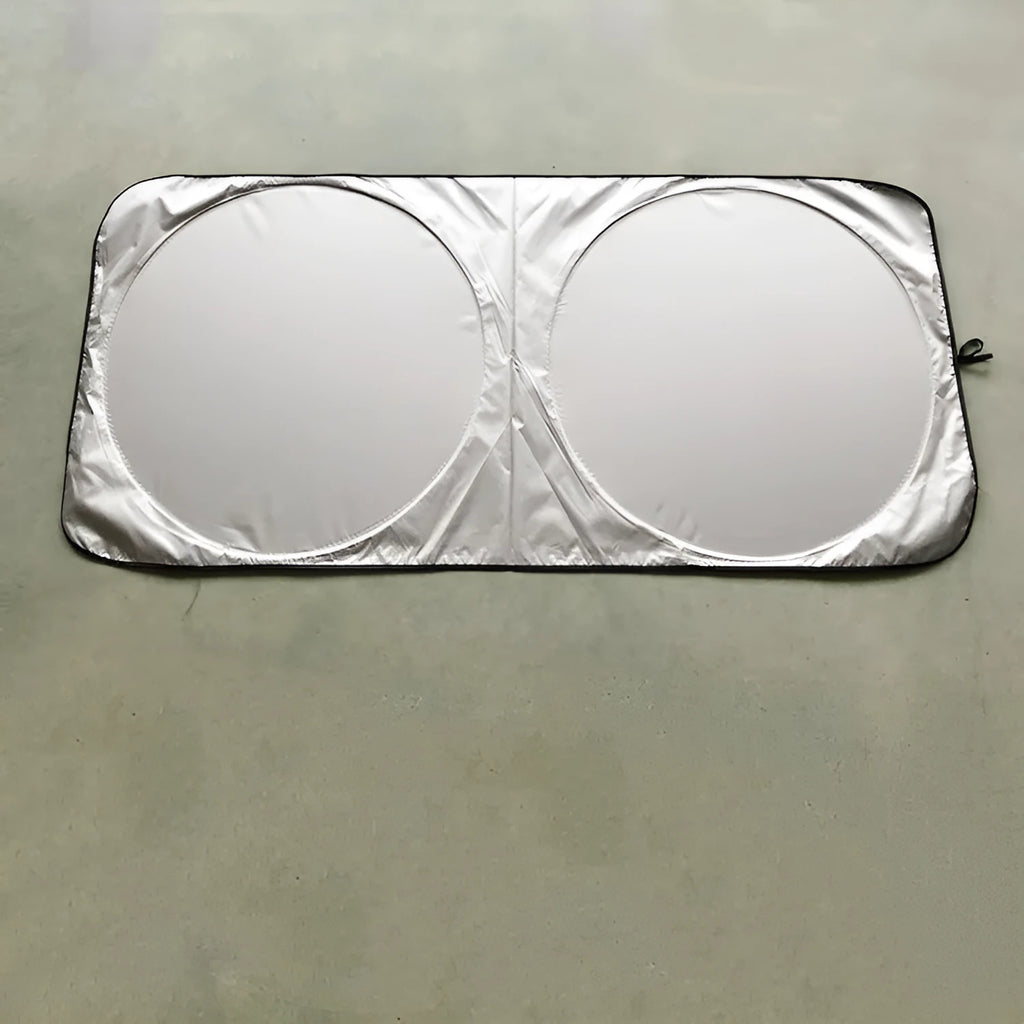 Silver-tape car sunshade measuring 190x90cm with storage cloth bag