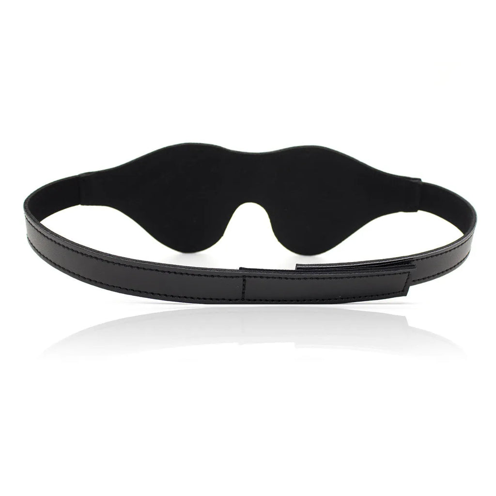 Women's three-dimensional leather eye mask with metal hardware and adjustable Velcro fastening