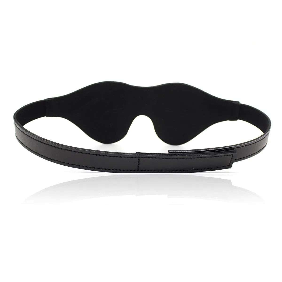 Women's three-dimensional leather eye mask with metal hardware and adjustable Velcro fastening