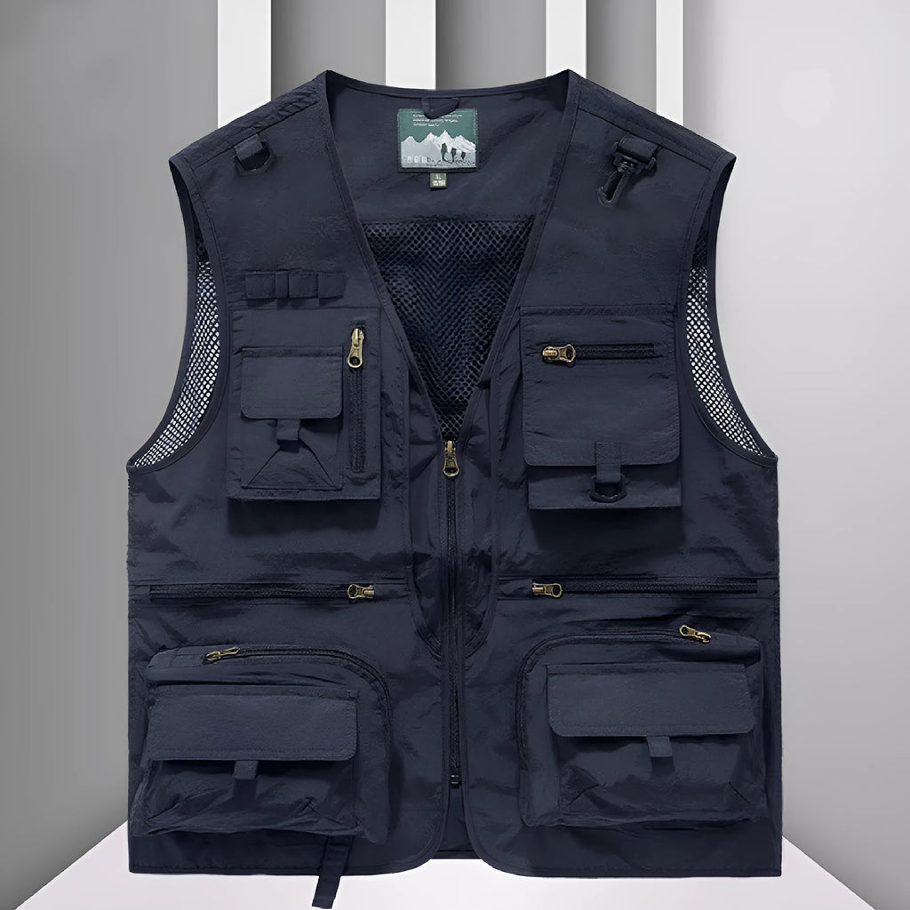 Men's loose fit mesh quick-dry vest in solid colour nylon, shown front view