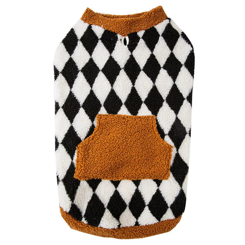 Black dog fluffy jacket vest cotton-padded lambswool pet clothing autumn winter multiple sizes