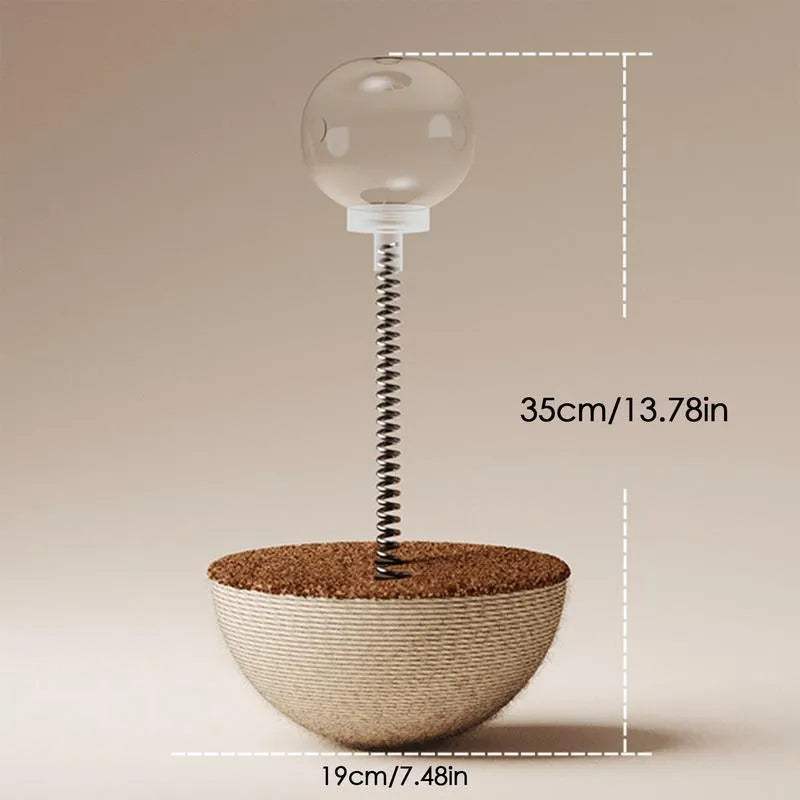 Interactive cat slow feeder puzzle toy with rope, plastic and metal components in four different designs