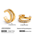 Women's stainless steel clip-on geometric ring earrings with electroplated finish in colours JDE0309004 and JDE0309005