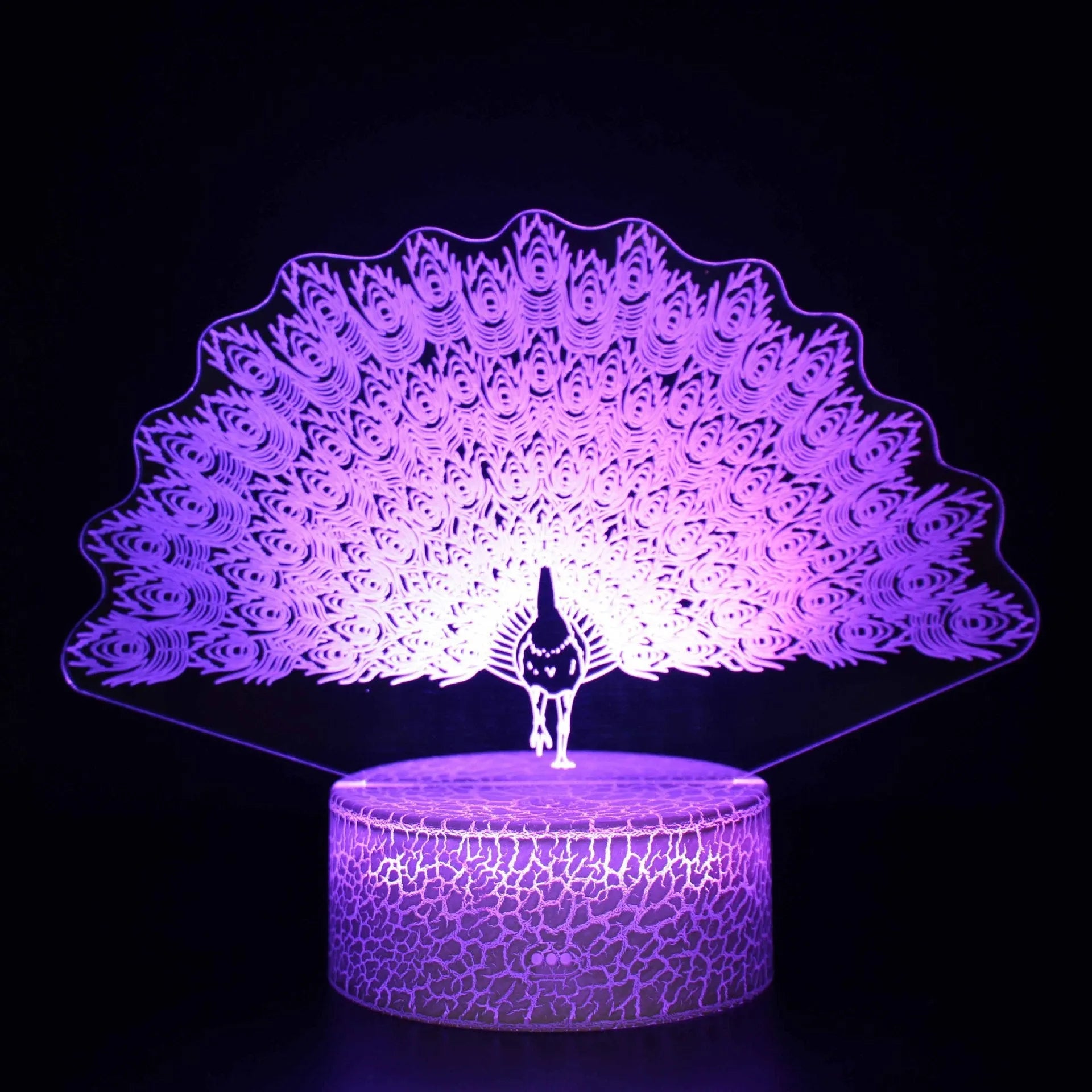 Colourful 3D night design USB table lamp with touch control on acrylic and ABS base.