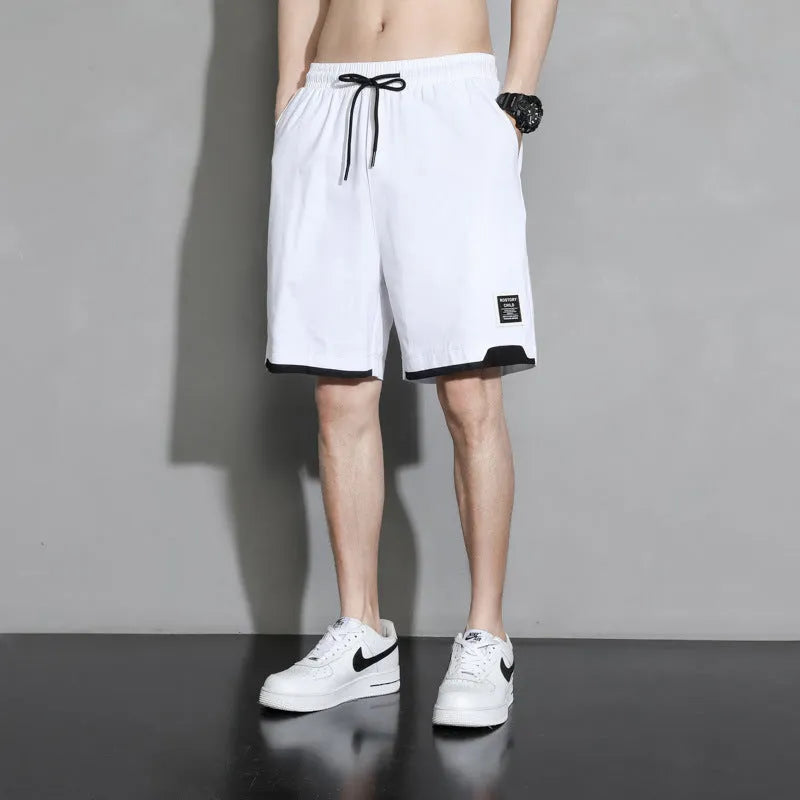 Cotton mid-waist shorts for boys in black, available in plus sizes from M to 8XL.