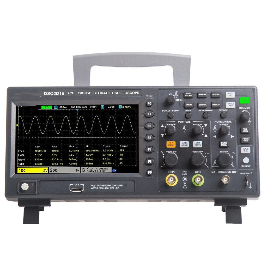 DSO2D10 two-channel digital storage oscilloscope with 100MHz bandwidth and built-in signal generator
