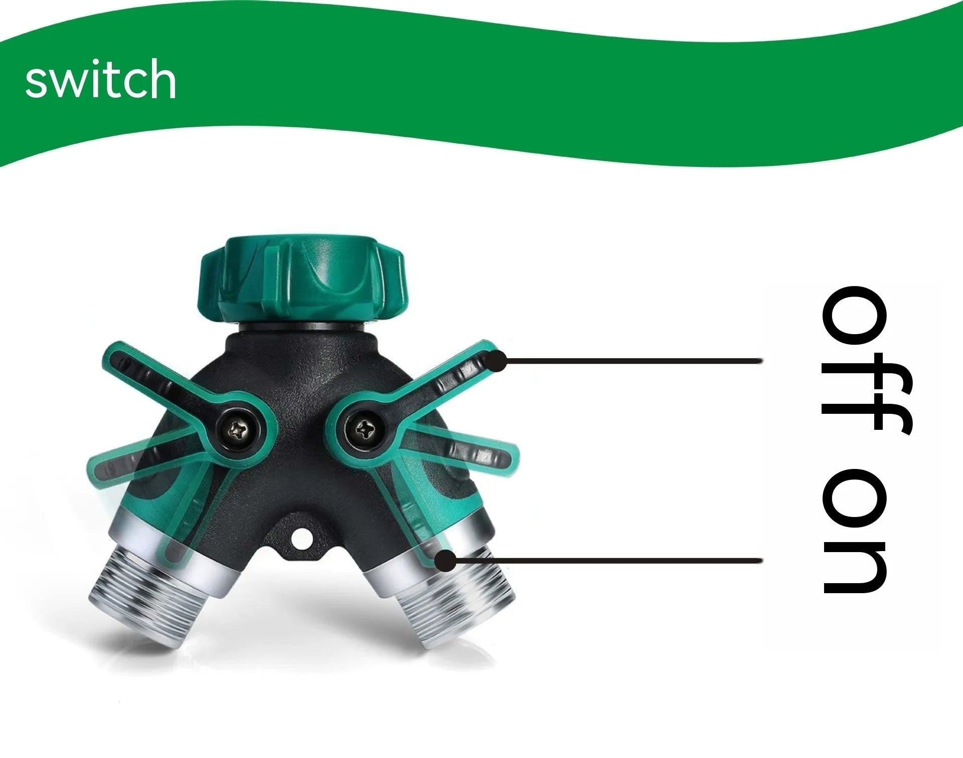 Zinc alloy garden ball valve water splitter with 6-point double pass diverter