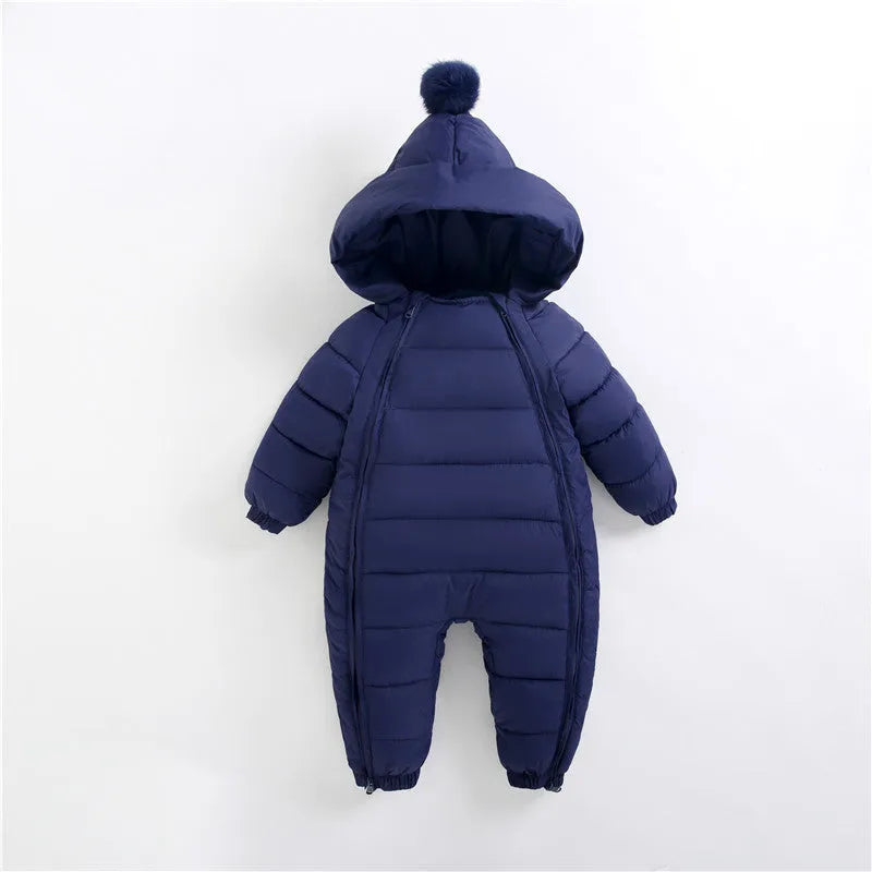 Baby cotton zip-up climbing romper hoodie in solid colour for boys and girls 70-100cm