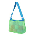 Blue nylon mesh travel storage bag with zip closure for children's toys and clothes