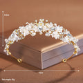 Pearl elegant crown headdress with alloy construction in gold or silver electroplated finish