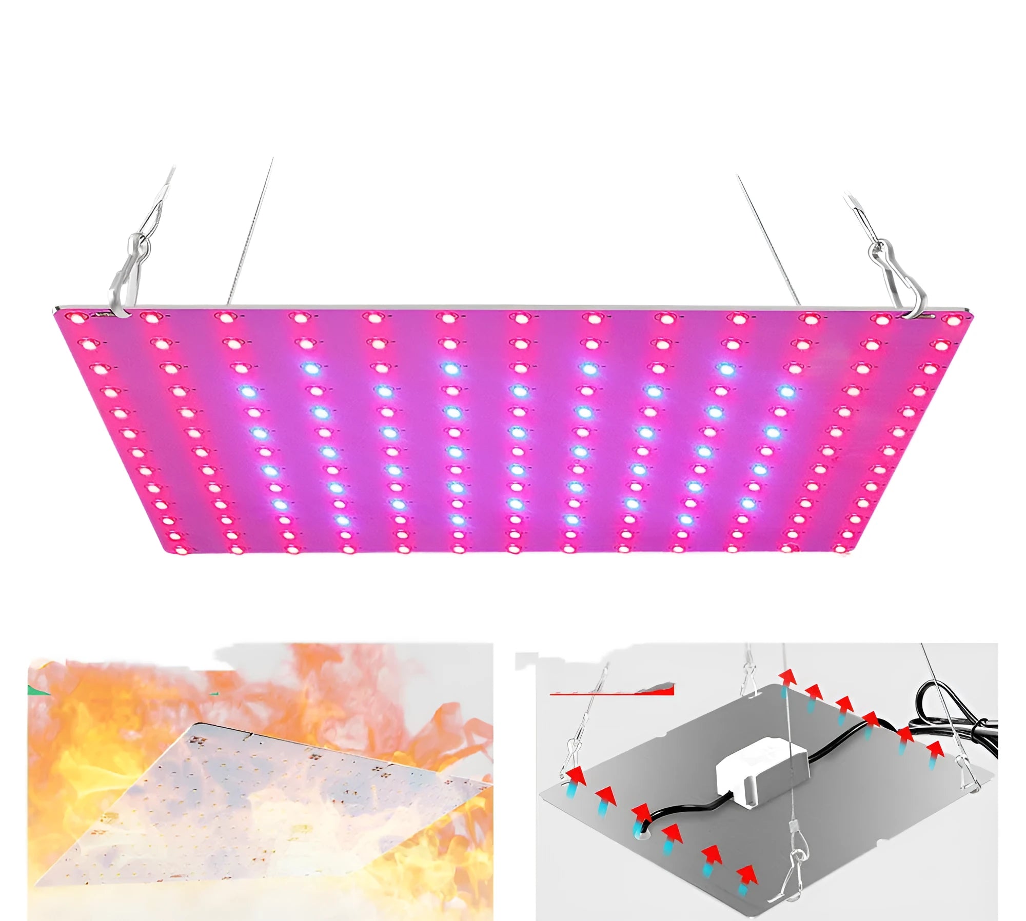 D-section aluminium LED plant growing light with hanging hook for indoor fruit and vegetable cultivation.