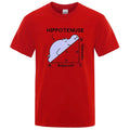 Humorous Hippotenuse Opposite Adjacent graphic printed on a loose-fit cotton T-shirt.