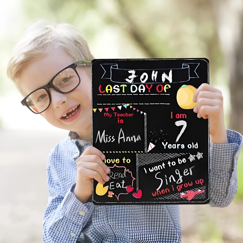 Natural wood colour first day of school blackboard ornament with modern simplicity style.