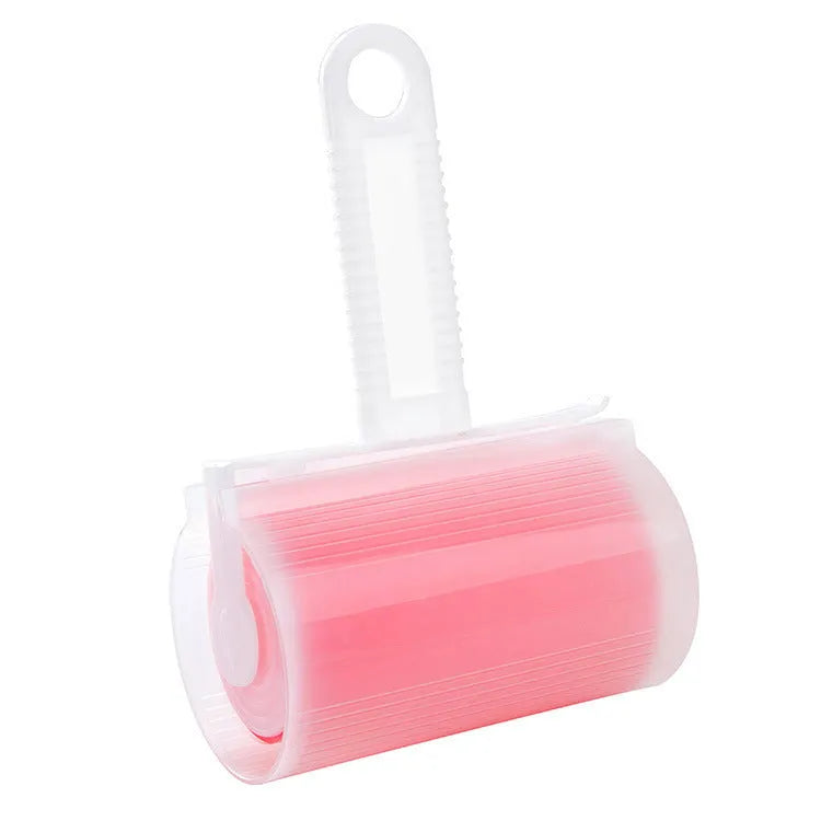 Blue washable reusable lint roller with protective cover for removing pet hair from clothes and furniture