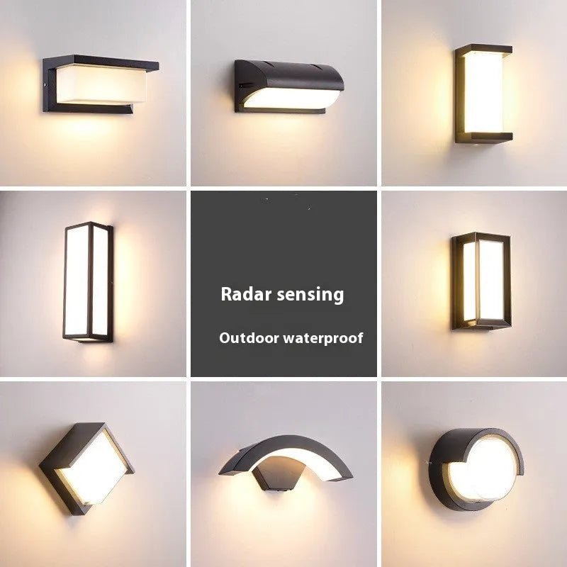 Retro outdoor waterproof square aluminium LED wall light in European style mounted on a wall