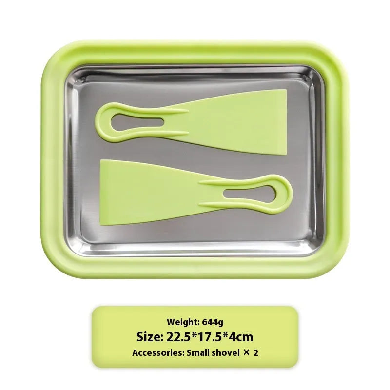 Green handmade DIY fried yogurt machine with aluminium gasket, 22.5 cm wide.