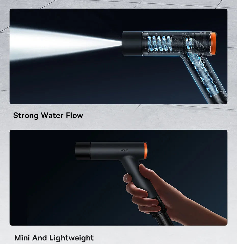 ABS car washing gun 158.3 x 130.5 x 35mm with telescopic TPE polyester water pipe and universal joint