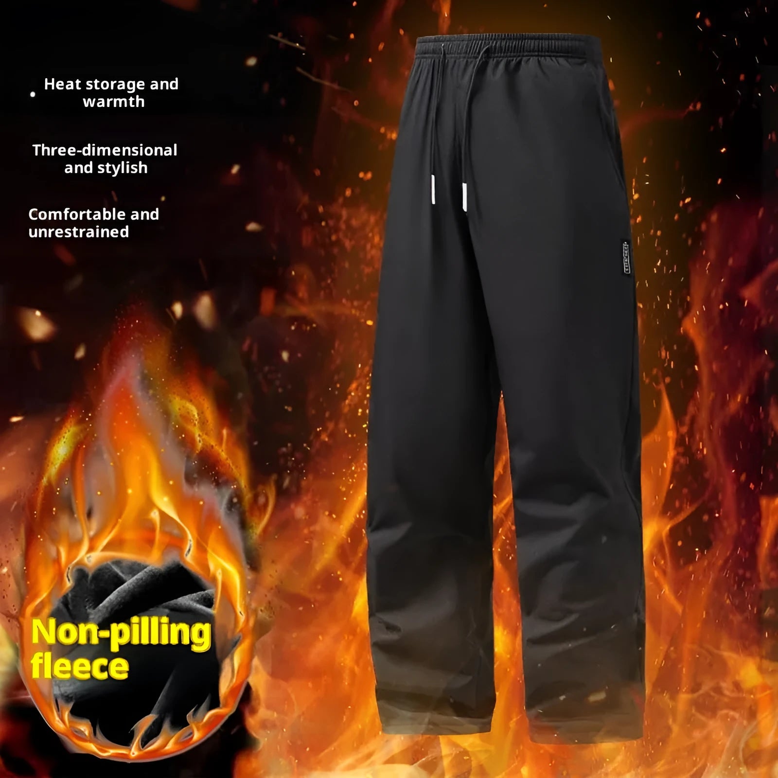 Men's straight casual light business pants in lint-free fabric, black, sizes M to 5XL