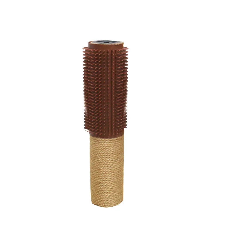 Brown sisal cat scratching post 30cm tall with wooden base for furniture protection