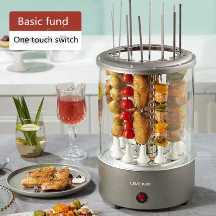 Household electric barbecue oven with automatic rotation, 210mm diameter, 1100W power, three colour options