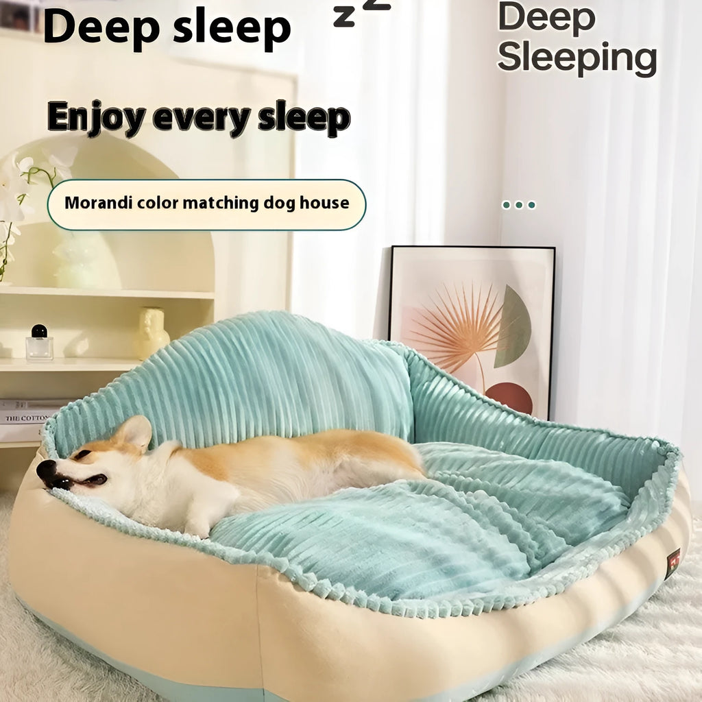 Morandi colour removable washable pet mat for dogs and cats in kennel style, shown in medium and large sizes.