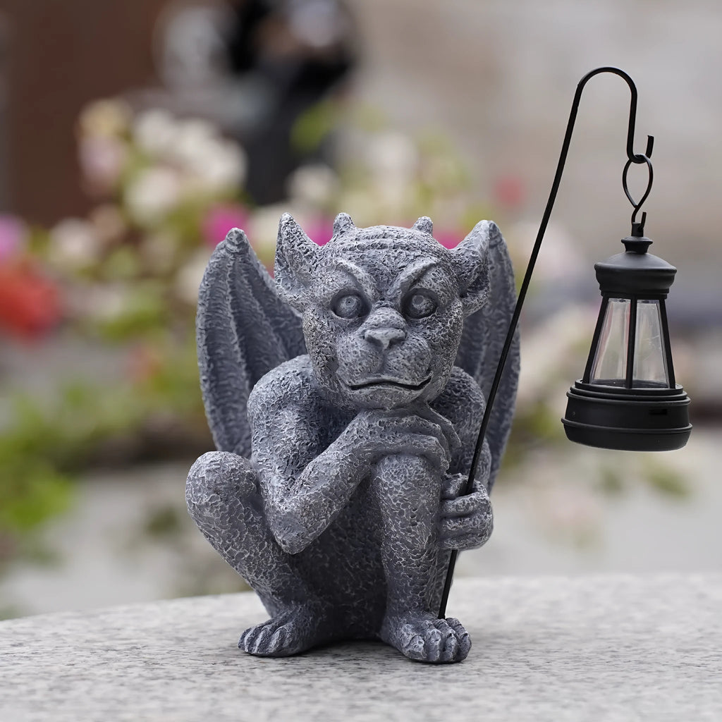Solar garden light stone statue ghost resin ornament 17cm x 13cm x 21cm American style