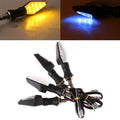 Motorcycle LED turn signal lights with double-sided luminous design in yellow and blue options
