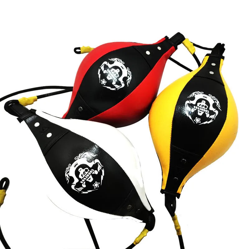 Black and red diamond pattern boxing speed ball with elastic cord hanging mount