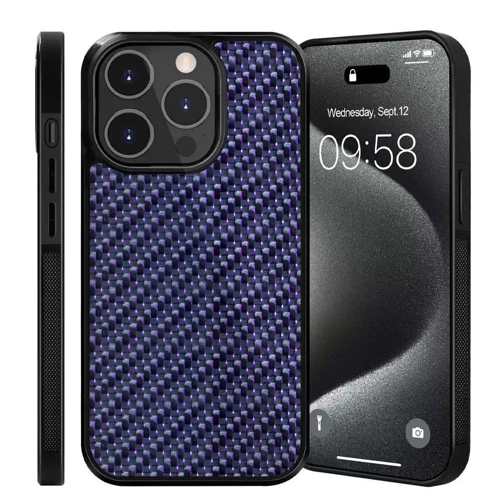 Carbon fibre 3K twill phone case with magnetic suction, shockproof, fits iPhone 15 Pro Max