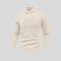 Men's slim turtleneck sweater with button design in solid colour, thick polyester fabric, available in multiple colours