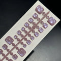 Purple cat eye toenail wear set with micro glass bead crystal effect and icy finish close up