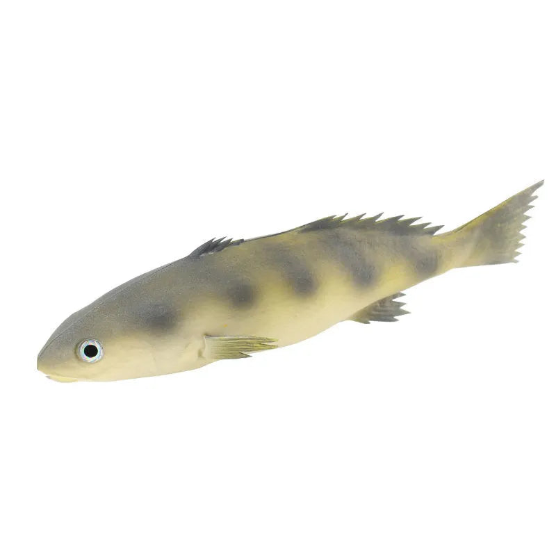 PU simulated fish ornament set showing yellow-fin tuna, small tuna, and yellow croaker marine models