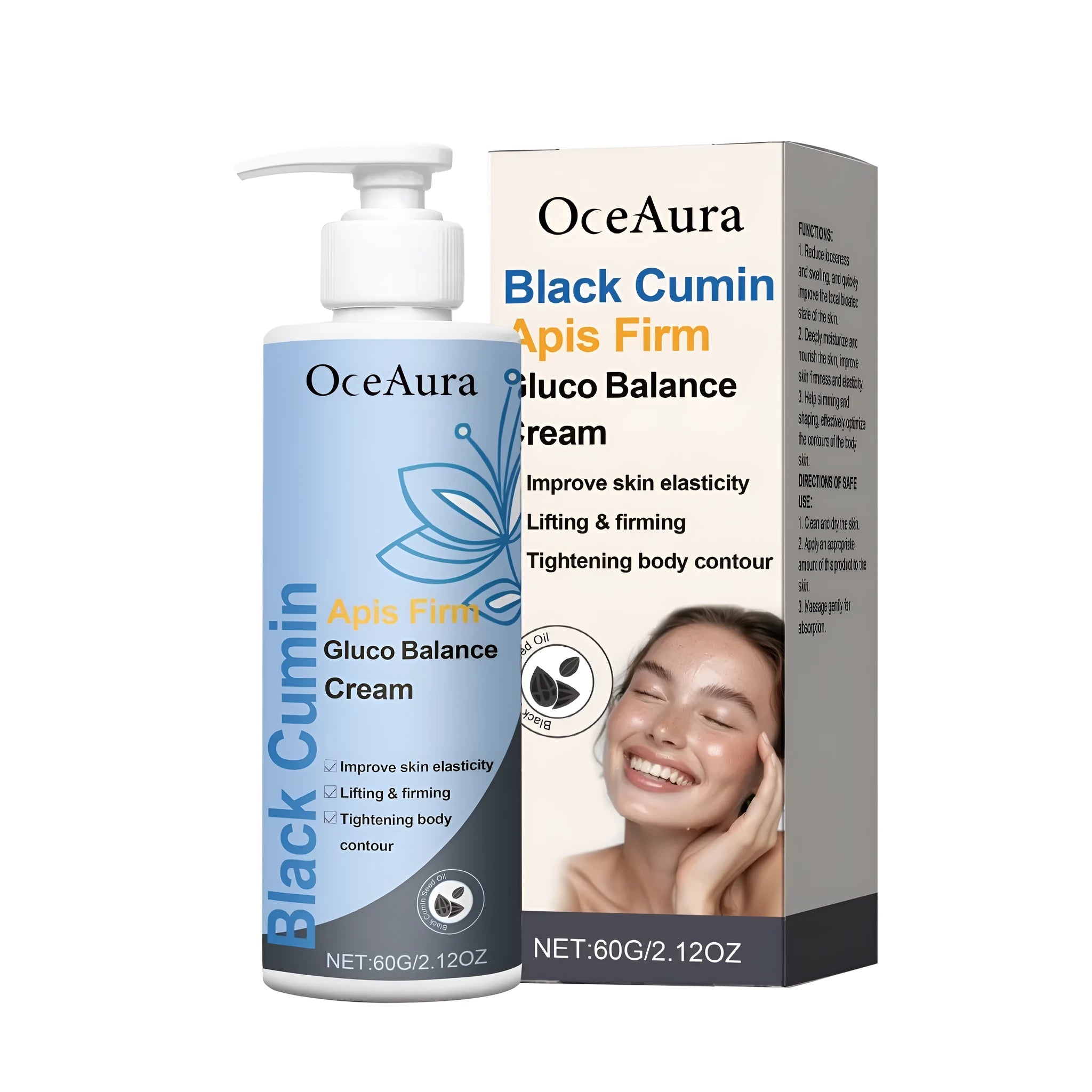 60g tube of black cumin and bee venom slimming cream for body treatment.