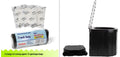 Emergency urine coagulant kit with curing agent packs and a roll of black disposable bags.