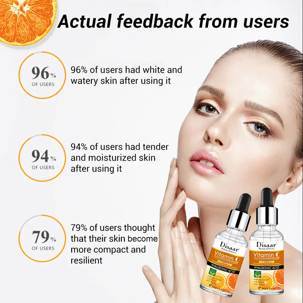 Brightening face serum with hyaluronic acid and vitamin C in 30ml bottle