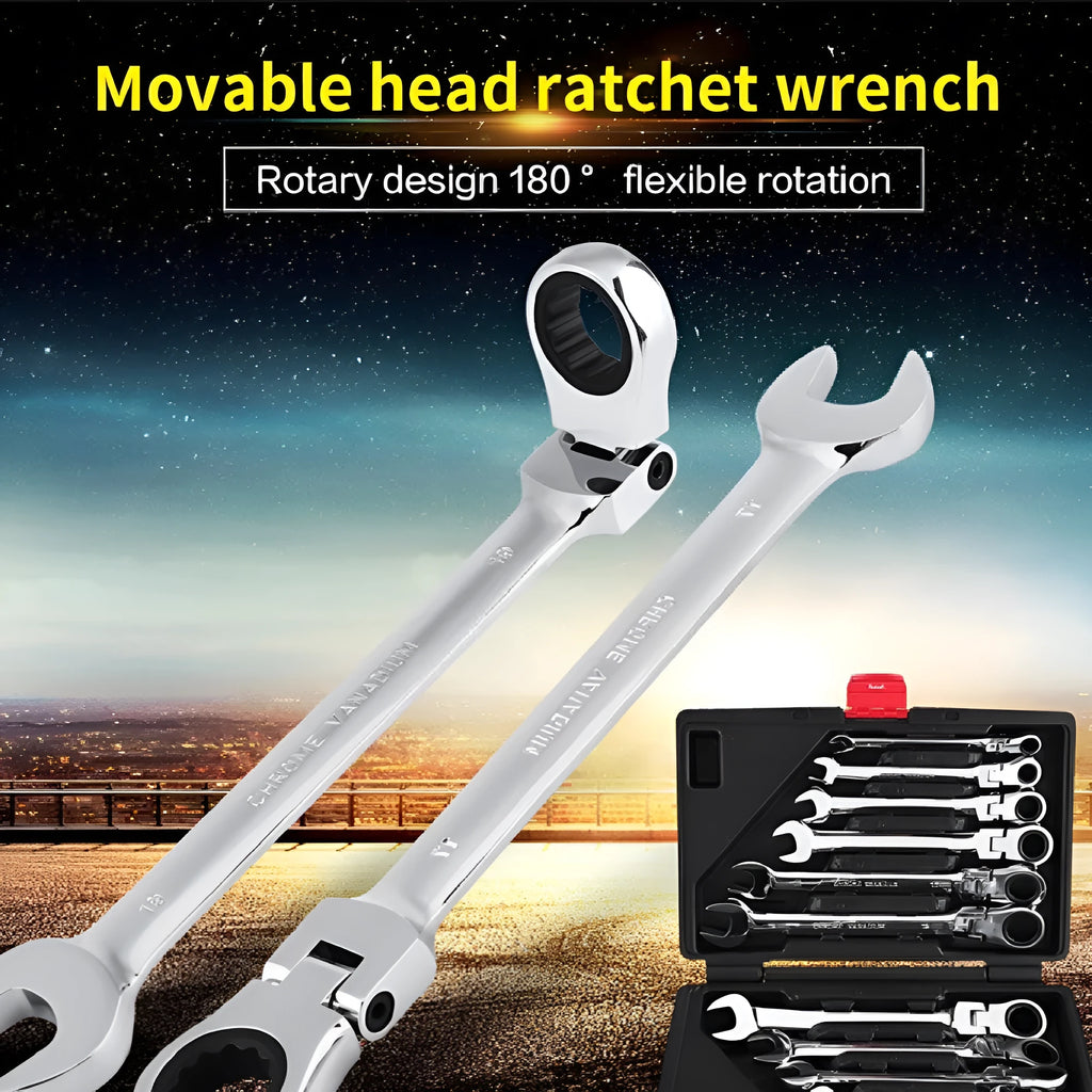 12-piece dual-purpose ratchet wrench set metric 8-19mm with nickel-plated 40CR steel movable and fixed heads