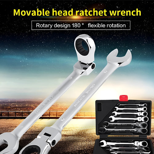 12-piece dual-purpose ratchet wrench set metric 8-19mm with nickel-plated 40CR steel movable and fixed heads