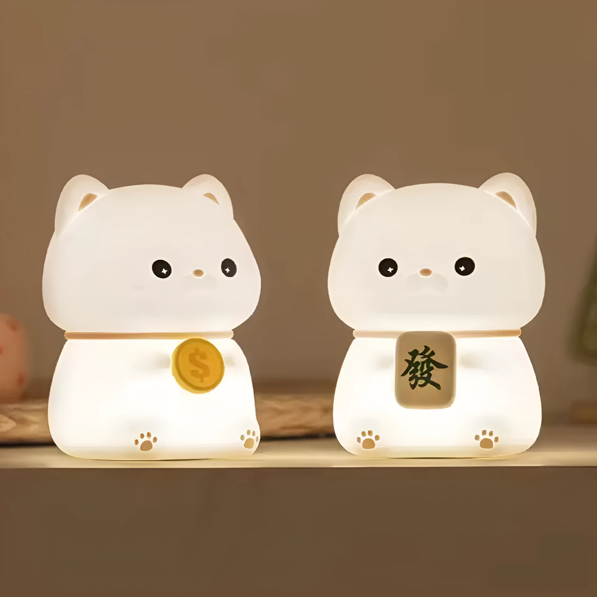 Silicone USB charging night light with gold coin and fortune colours, cartoon animal Zodiac design, 1W, 93x88x121mm