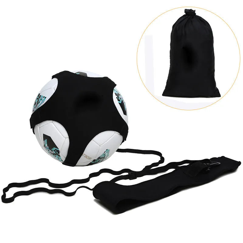 Black football juggling belt with rotating mechanism for training exercises