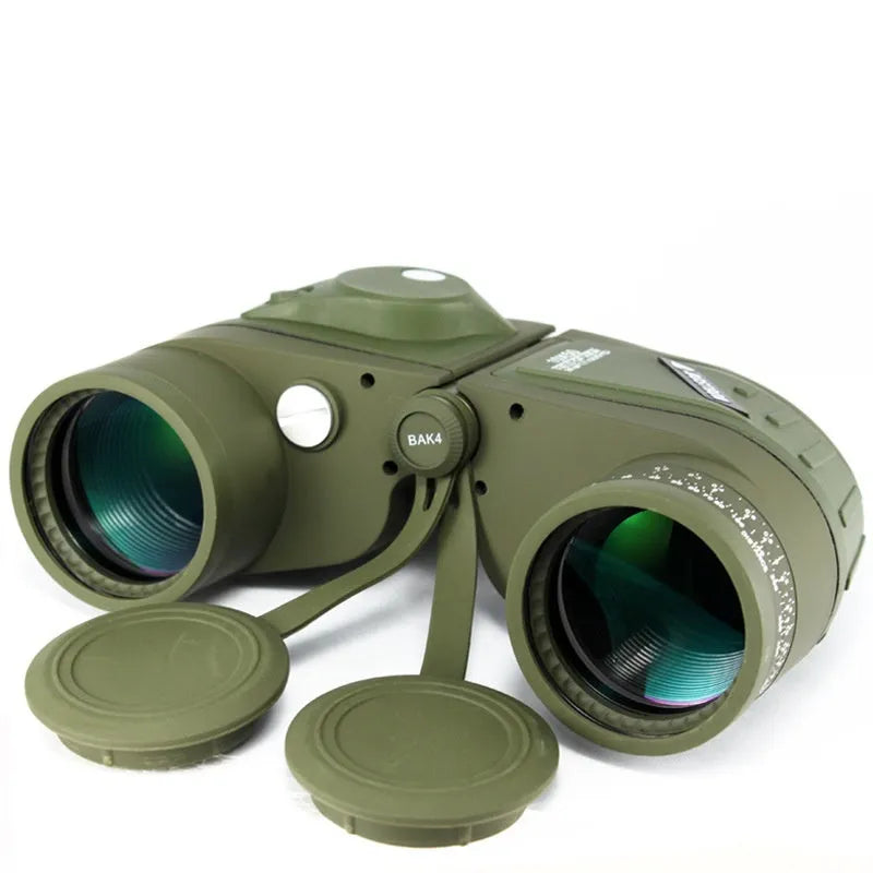 Botrand 10X50 army green navigation binocular with compass and 50mm objective lens