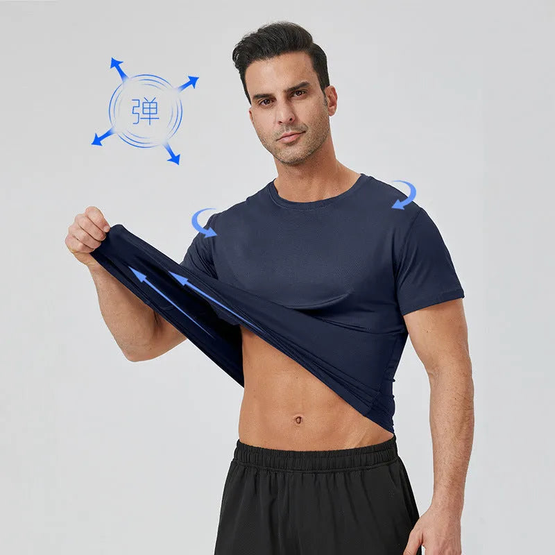 Men's loose workout T-shirt in acetate fibre and milk silk, available in seven colours and sizes S to XXL