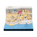 Santorini 3D paper carving notepad building model with lighting decoration showing beach scene design