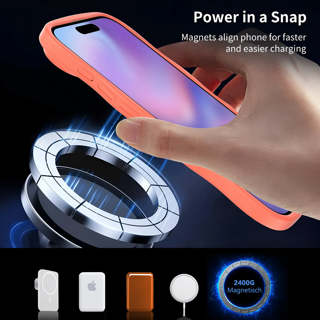 Two-in-One Magnetic Suction Phone Case for Apple iPhone Wave Lines Skin Feeling PC TPU Slim Fit Protective Cover Compatible with Multiple iPhone Models Coffee Dark Gray Dark Purple Light Pink