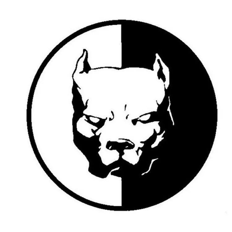 Reflective square car sticker with superhero Bulldog Dog R design, 12x12cm, in black, white, or red.
