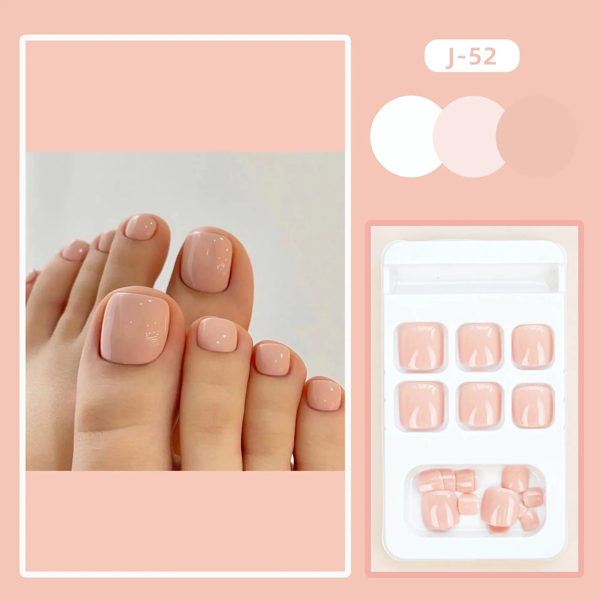 Toenail sticker set with glue adhesive in J-52 skin colour for DIY manicure pedicure decoration
