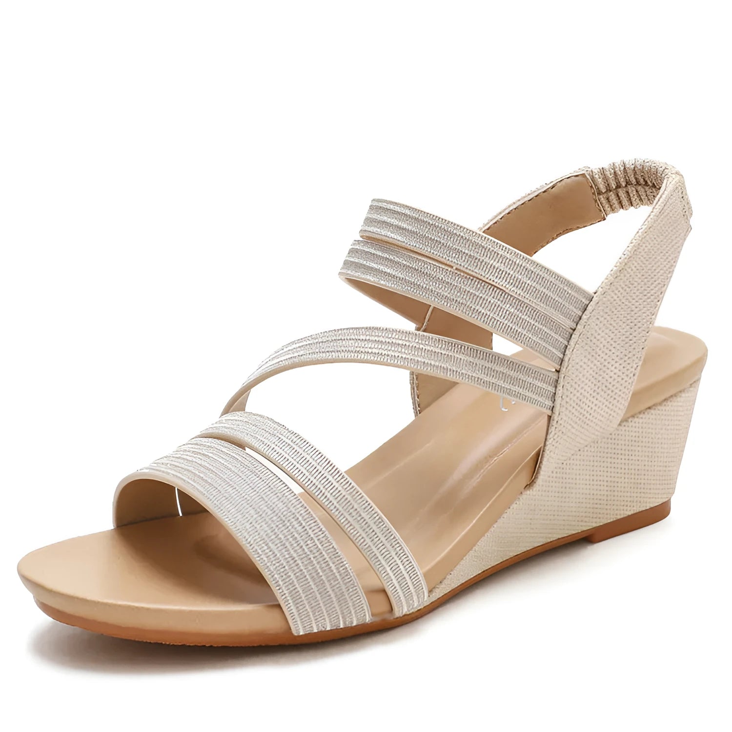 Women's gold platform sandals with a PU leather upper and a 3-5 cm TPU sole.