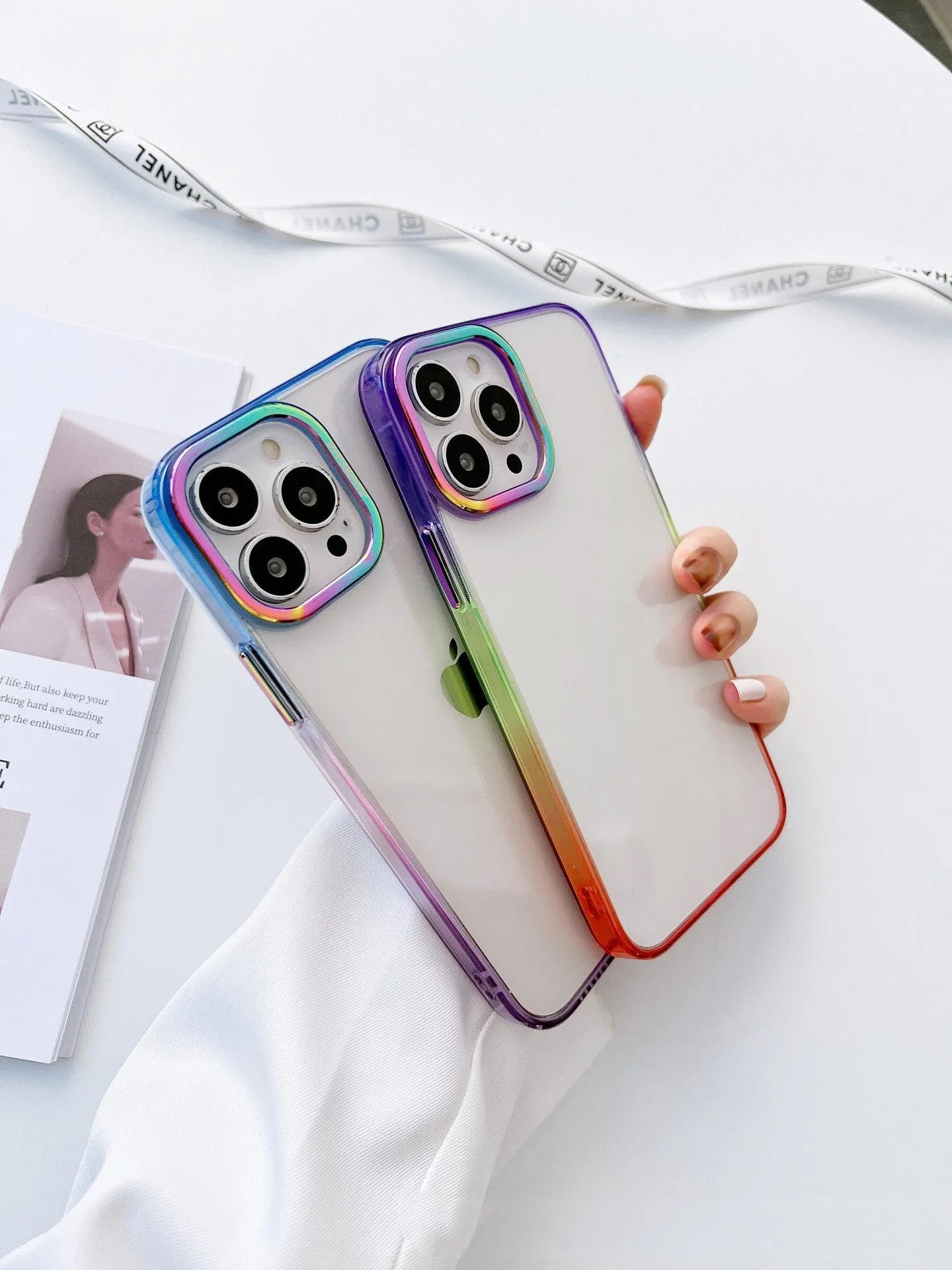 Metal lens protective mobile phone case for iPhone 14 Pro Max in blue aurora colour