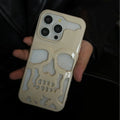 Frosted skull TPU phone case in matte black with hollow protective cover for iPhone