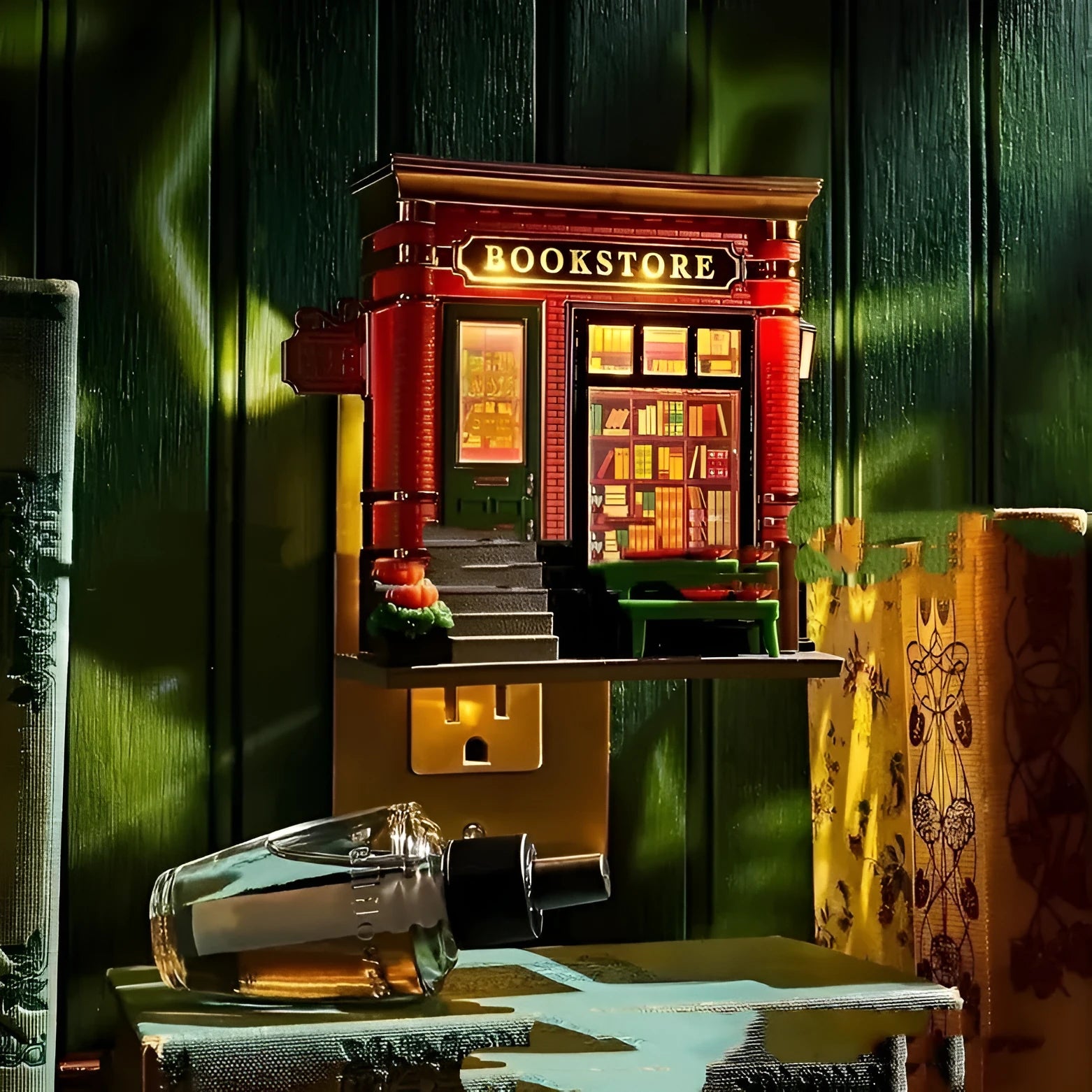 Small cartoon house-shaped Christmas night lamp ornament made of resin.